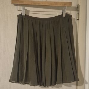 Madewell Olive Green Pleated Mini Skirt